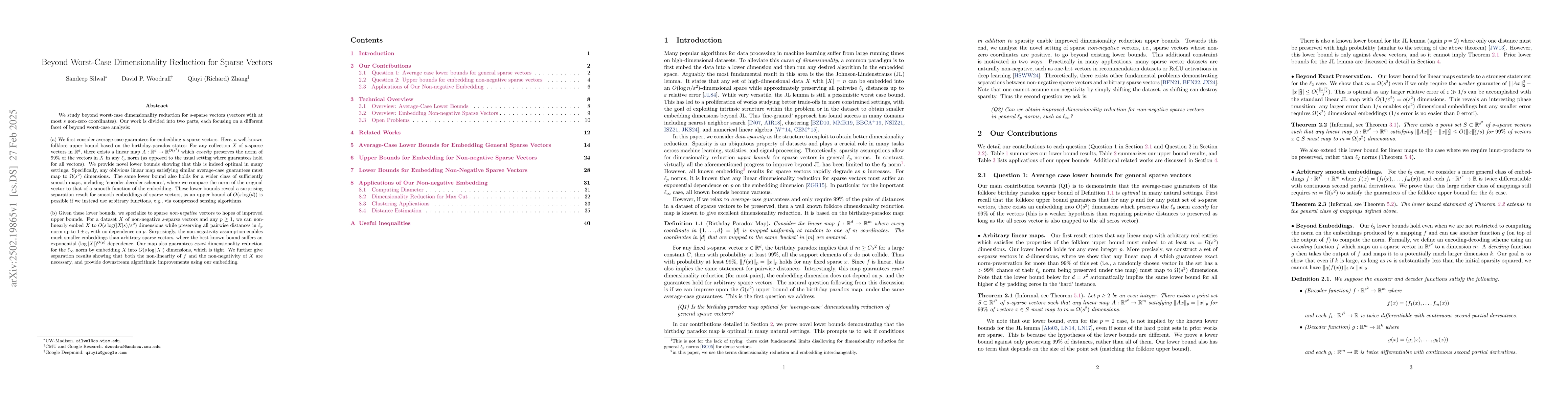 Thumbnail for Beyond Worst-Case Dimensionality Reduction for Sparse Vectors