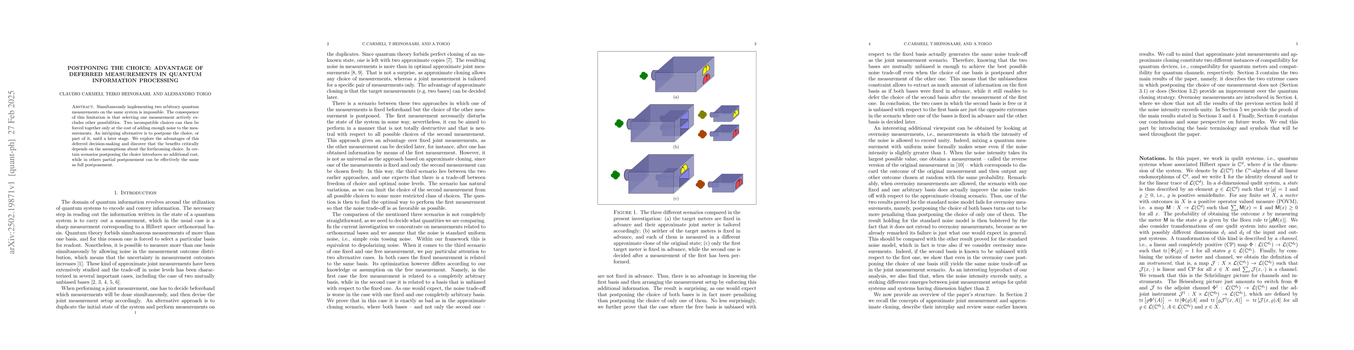 Thumbnail for Postponing the choice: advantage of deferred measurements in quantum
  information processing
