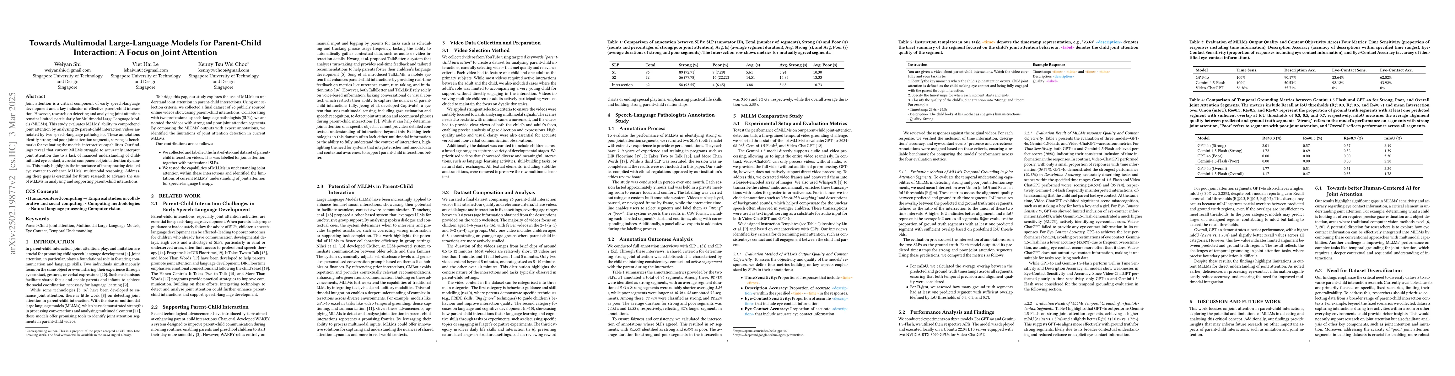 Thumbnail for Towards Multimodal Large-Language Models for Parent-Child Interaction: A
  Focus on Joint Attention