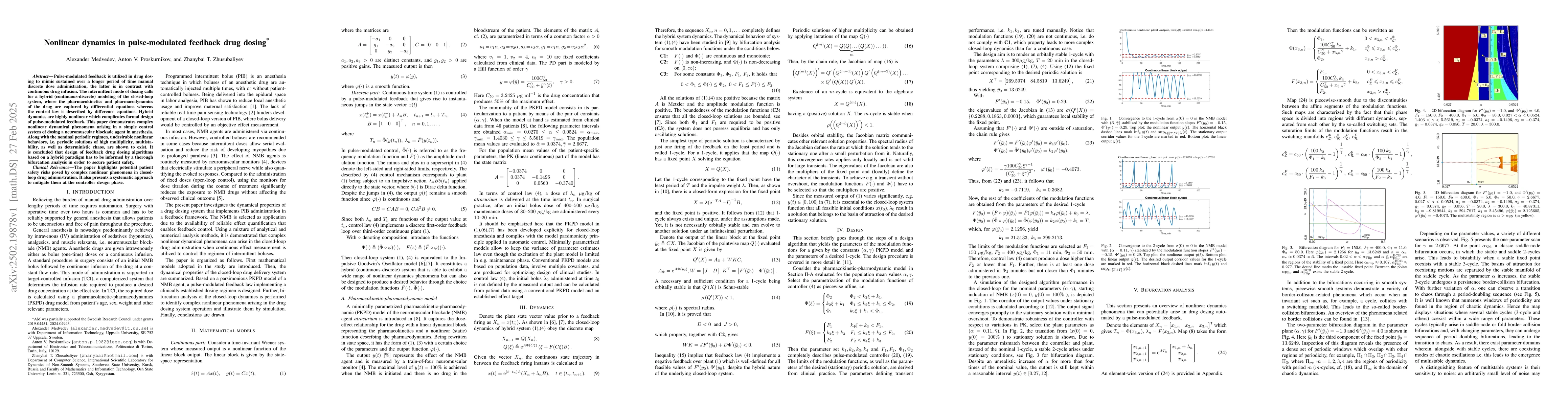 Thumbnail for Nonlinear dynamics in pulse-modulated feedback drug dosing