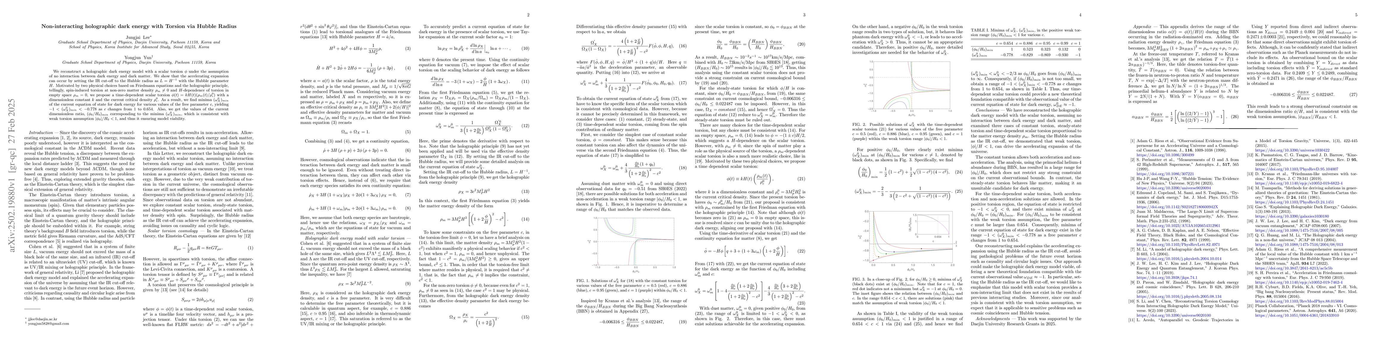 Thumbnail for Non-interacting holographic dark energy with Torsion via Hubble Radius
