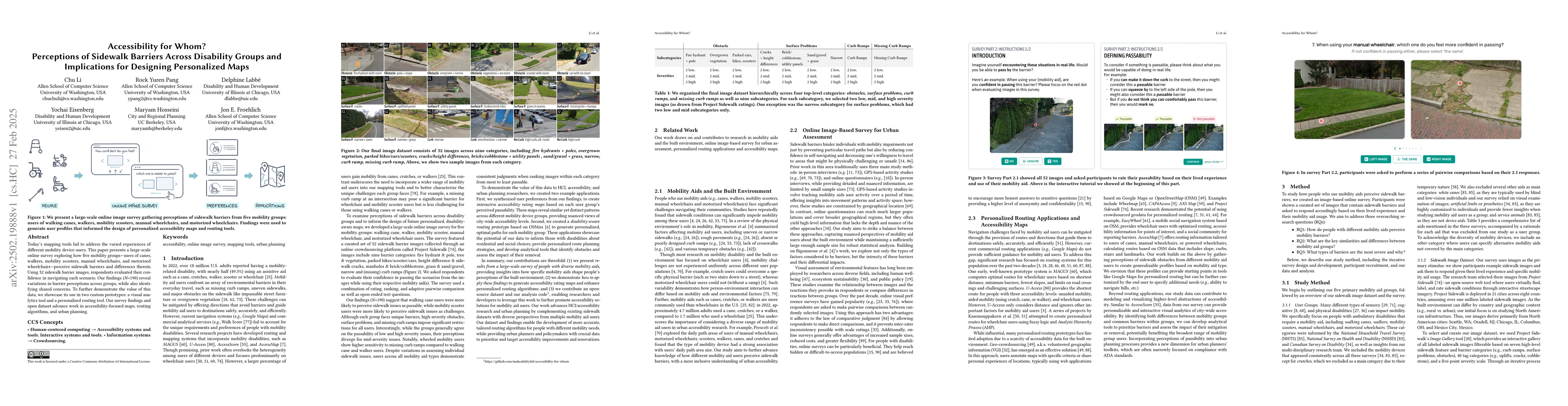 Thumbnail for Accessibility for Whom? Perceptions of Sidewalk Barriers Across
  Disability Groups and Implications for Designing Personalized Maps