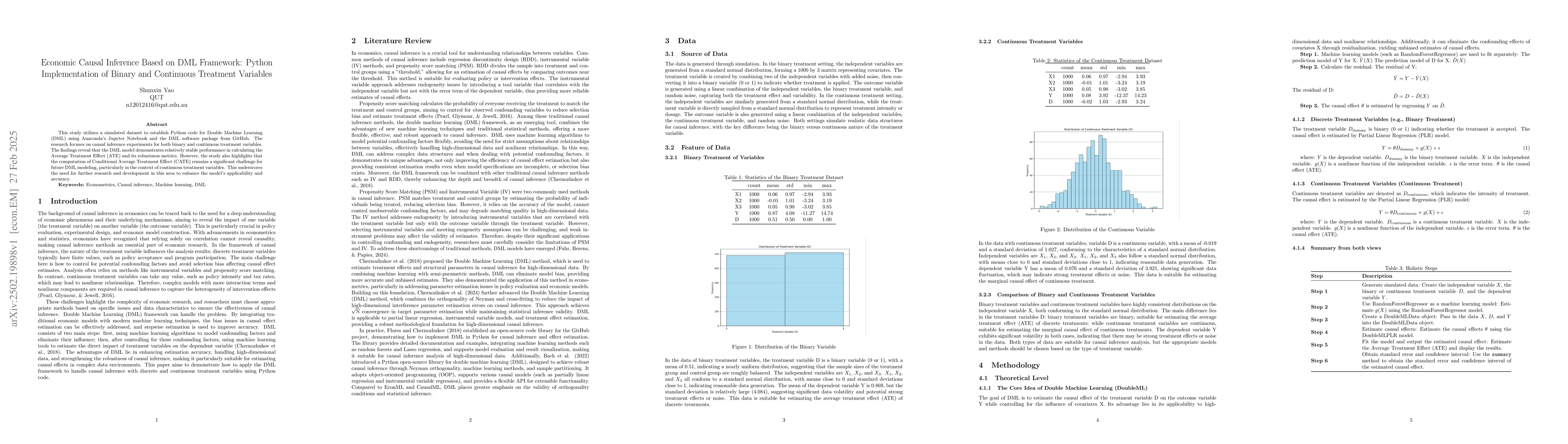 Thumbnail for Economic Causal Inference Based on DML Framework: Python Implementation
  of Binary and Continuous Treatment Variables