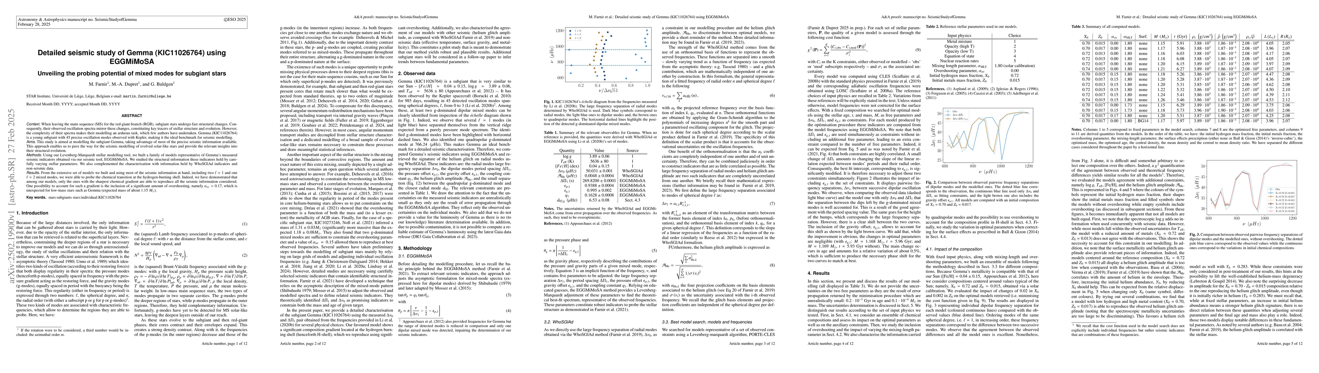 Thumbnail for Detailed seismic study of Gemma (KIC11026764) using EGGMiMoSA: Unveiling
  the probing potential of mixed modes for subgiant stars