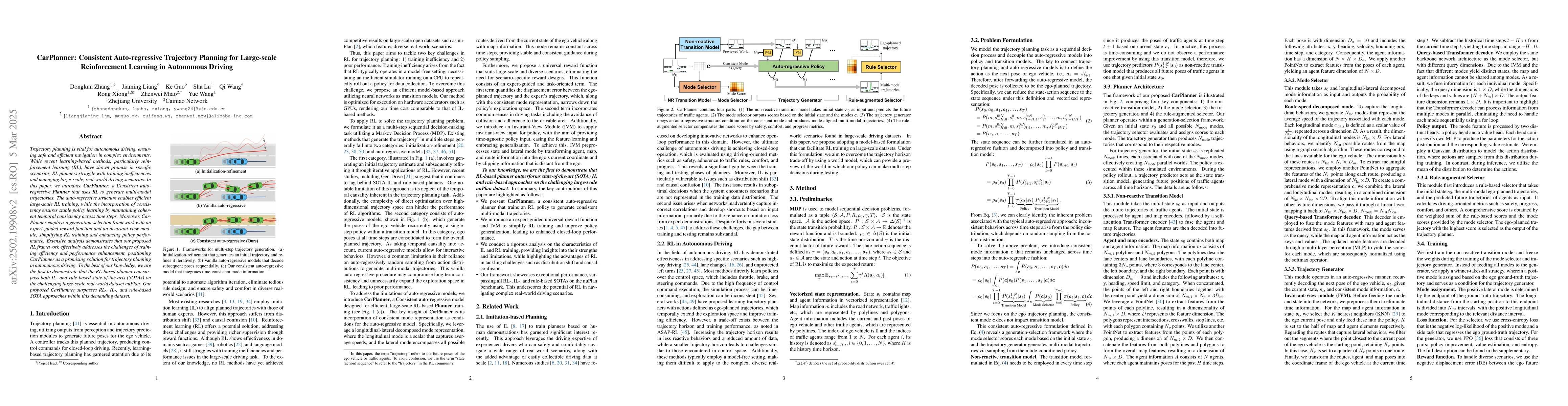 Thumbnail for CarPlanner: Consistent Auto-regressive Trajectory Planning for
  Large-scale Reinforcement Learning in Autonomous Driving