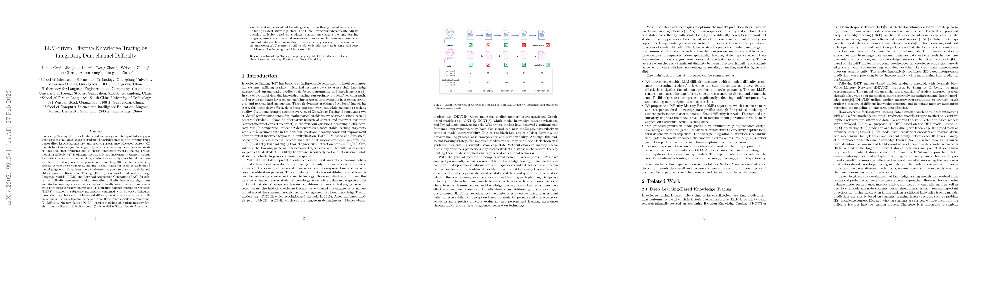 Thumbnail for LLM-driven Effective Knowledge Tracing by Integrating Dual-channel
  Difficulty