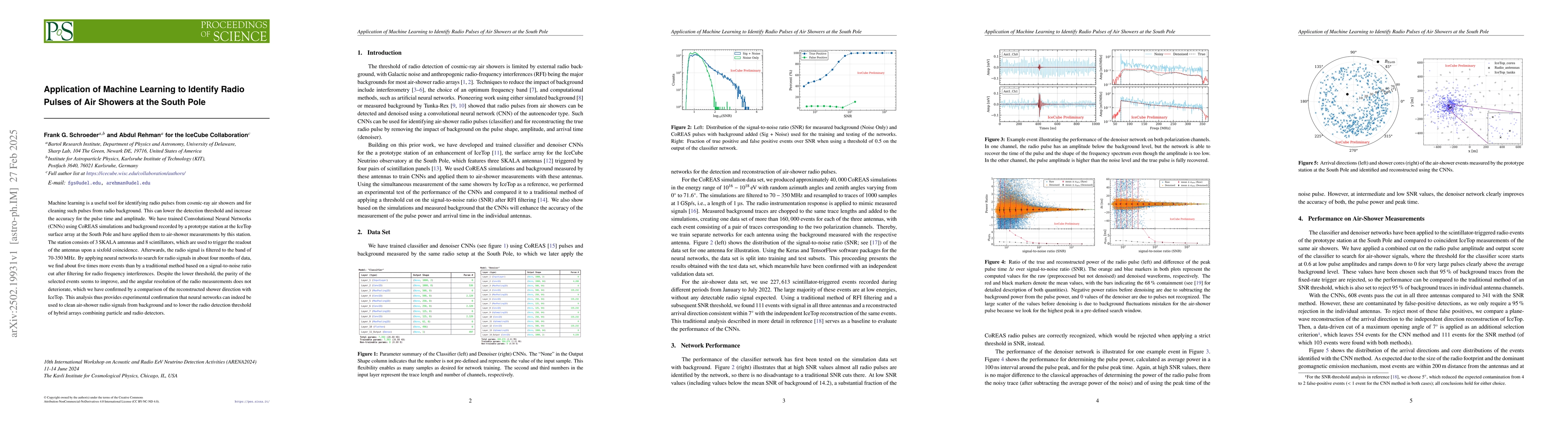 Thumbnail for Application of Machine Learning to Identify Radio Pulses of Air Showers
  at the South Pole (ARENA 2024)
