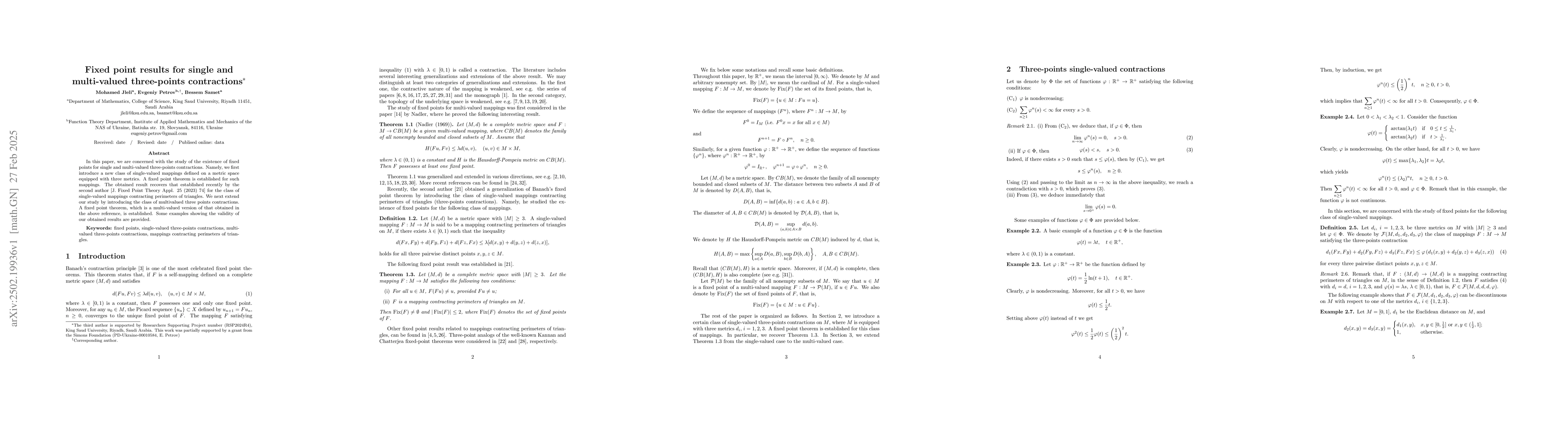 Thumbnail for Fixed point results for single and multi-valued three-points
  contractions
