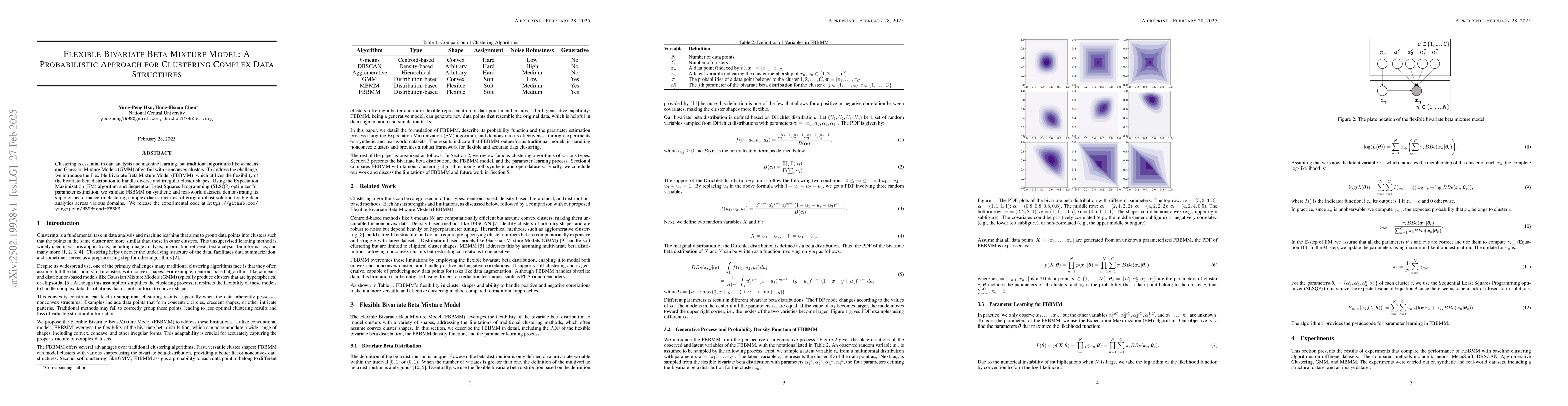 Thumbnail for Flexible Bivariate Beta Mixture Model: A Probabilistic Approach for
  Clustering Complex Data Structures
