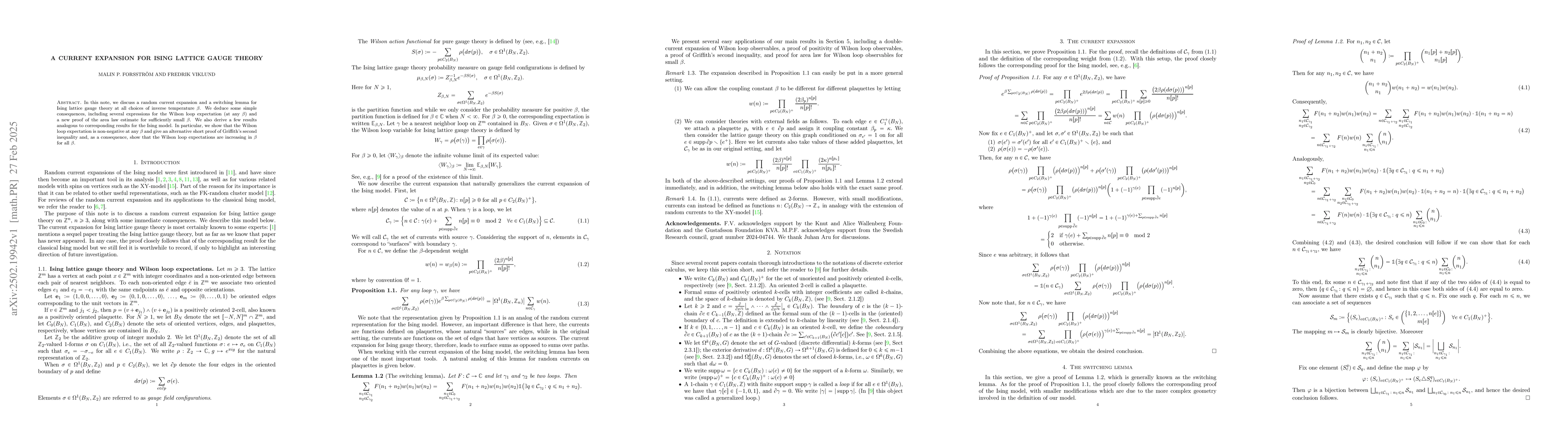 Thumbnail for A current expansion for Ising lattice gauge theory