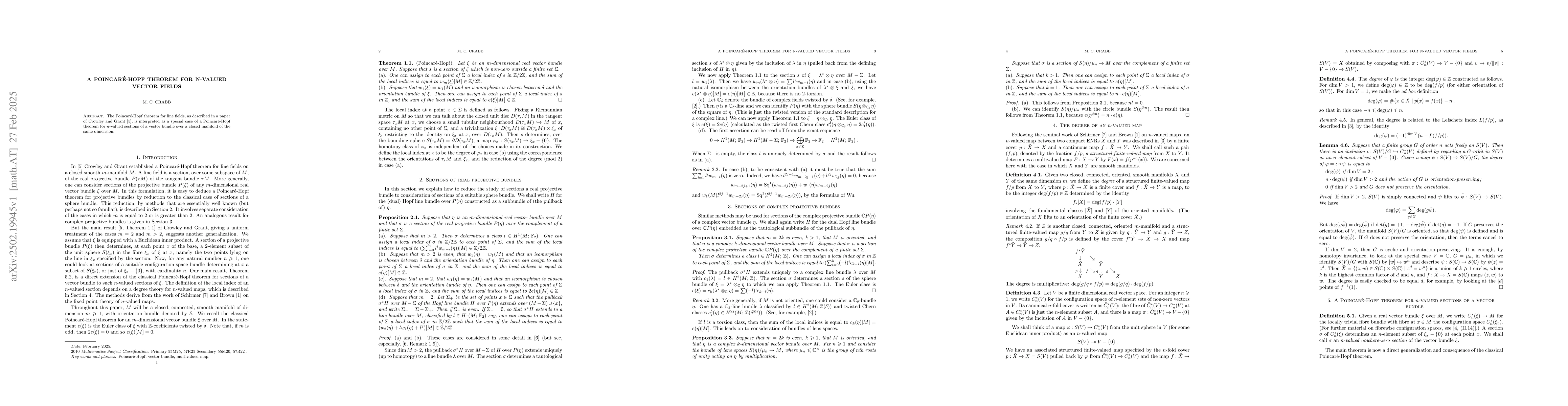 Thumbnail for A PoincarĂŠ-Hopf theorem for n-valued vector fields