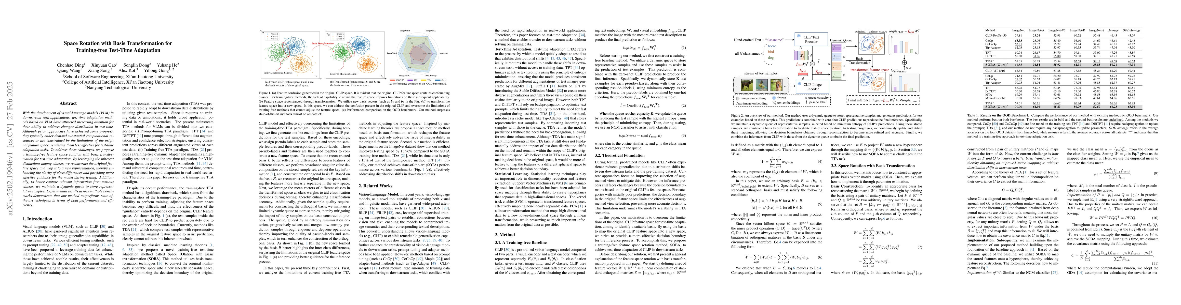 Thumbnail for Space Rotation with Basis Transformation for Training-free Test-Time
  Adaptation