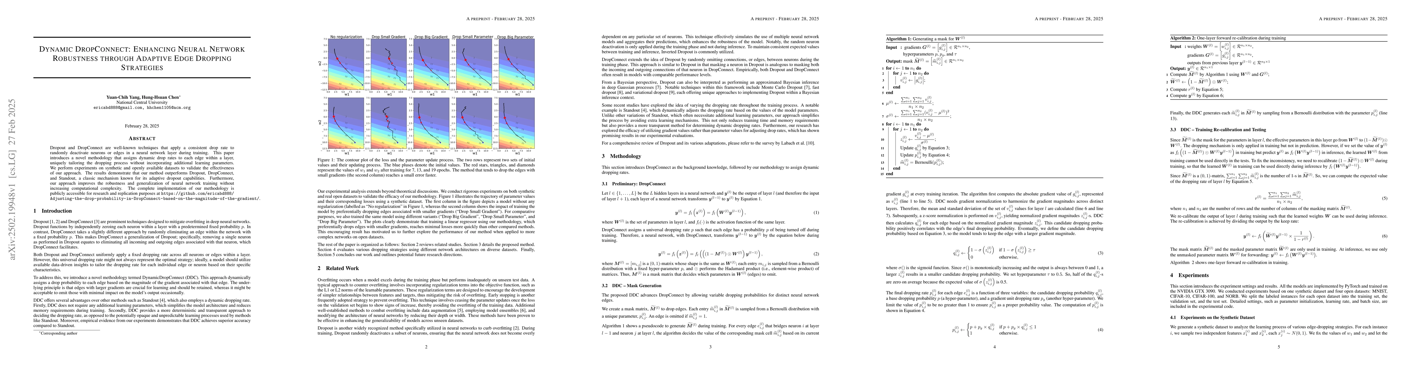 Thumbnail for Dynamic DropConnect: Enhancing Neural Network Robustness through
  Adaptive Edge Dropping Strategies