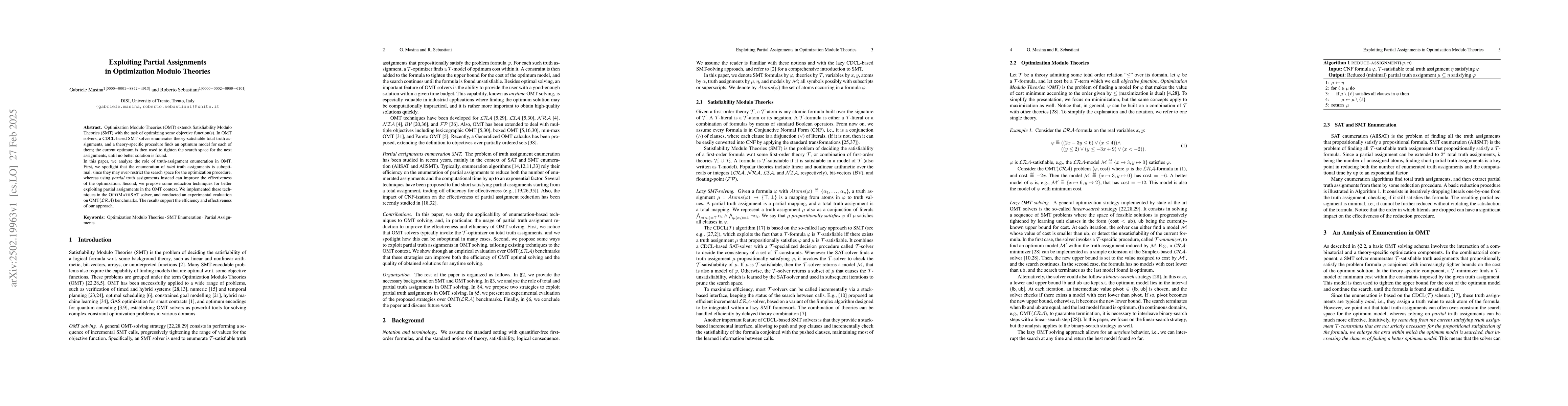 Thumbnail for Exploiting Partial Assignments in Optimization Modulo Theories