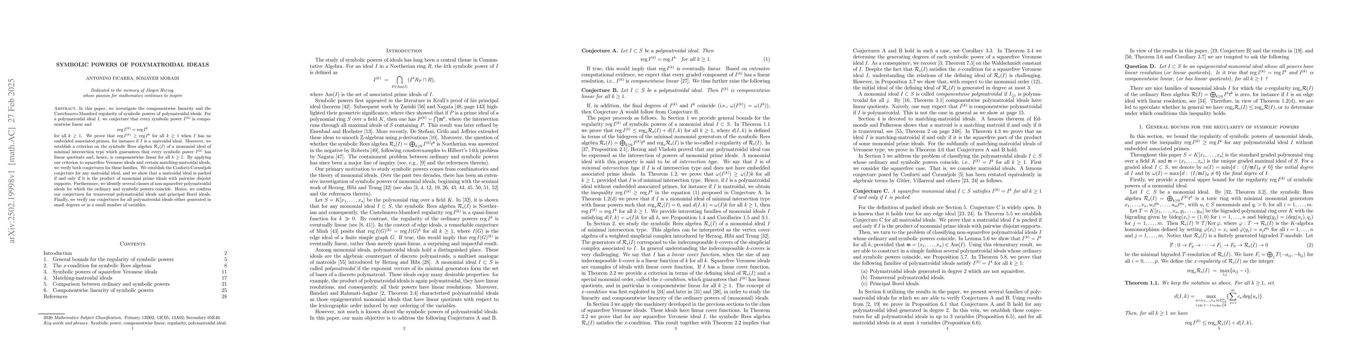 Thumbnail for Symbolic powers of polymatroidal ideals