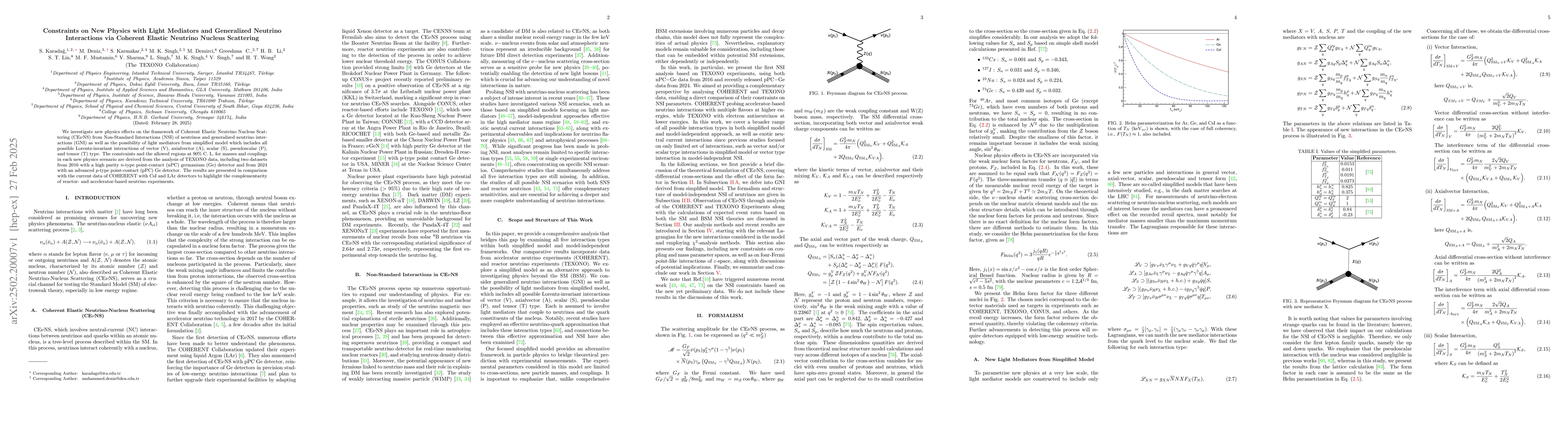 Thumbnail for Constraints on New Physics with Light Mediators and Generalized Neutrino
  Interactions via Coherent Elastic Neutrino Nucleus Scattering