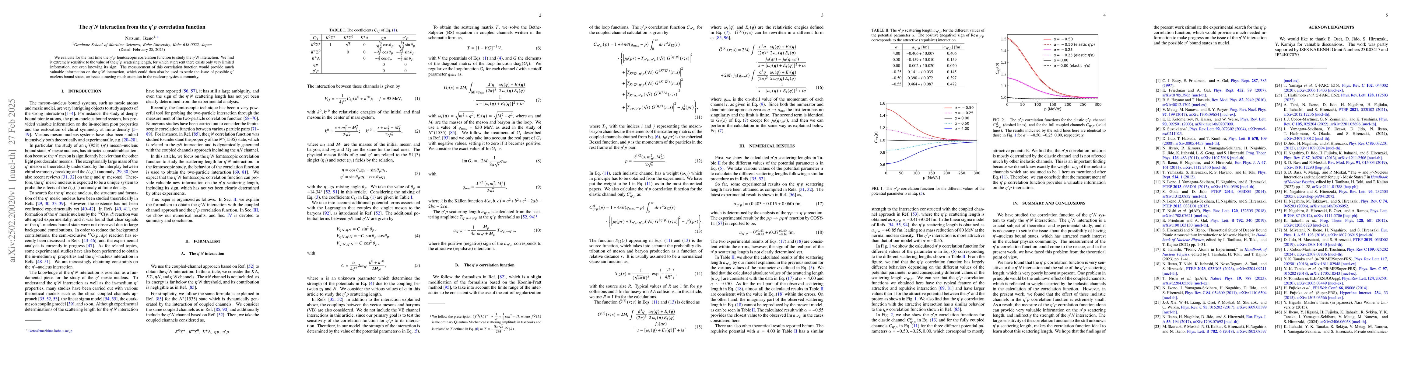Thumbnail for The $η^\prime N$ interaction from the $η^\prime p$ correlation
  function