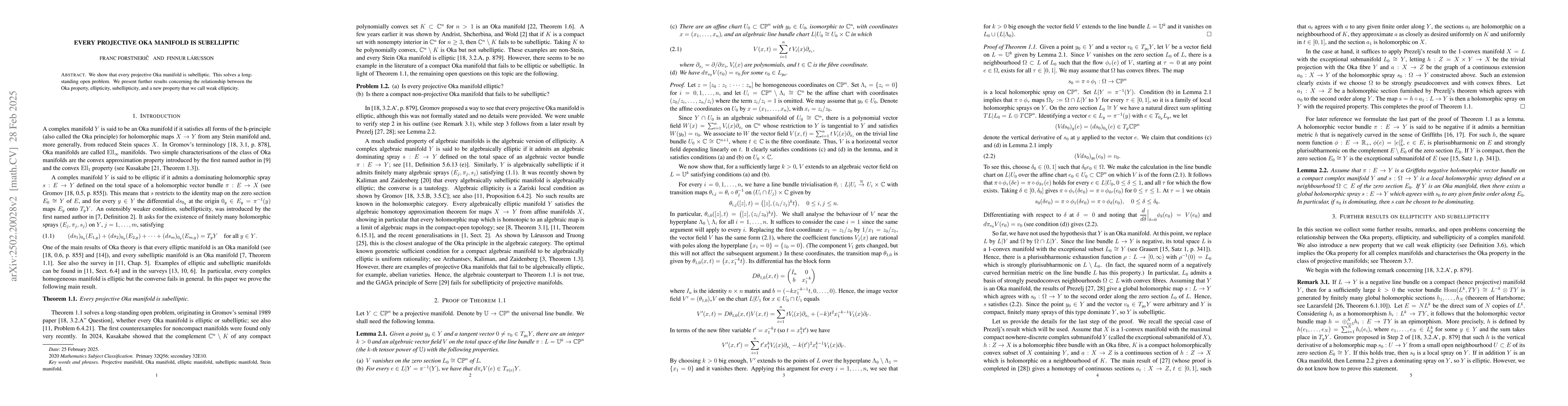 Thumbnail for Every projective Oka manifold is elliptic