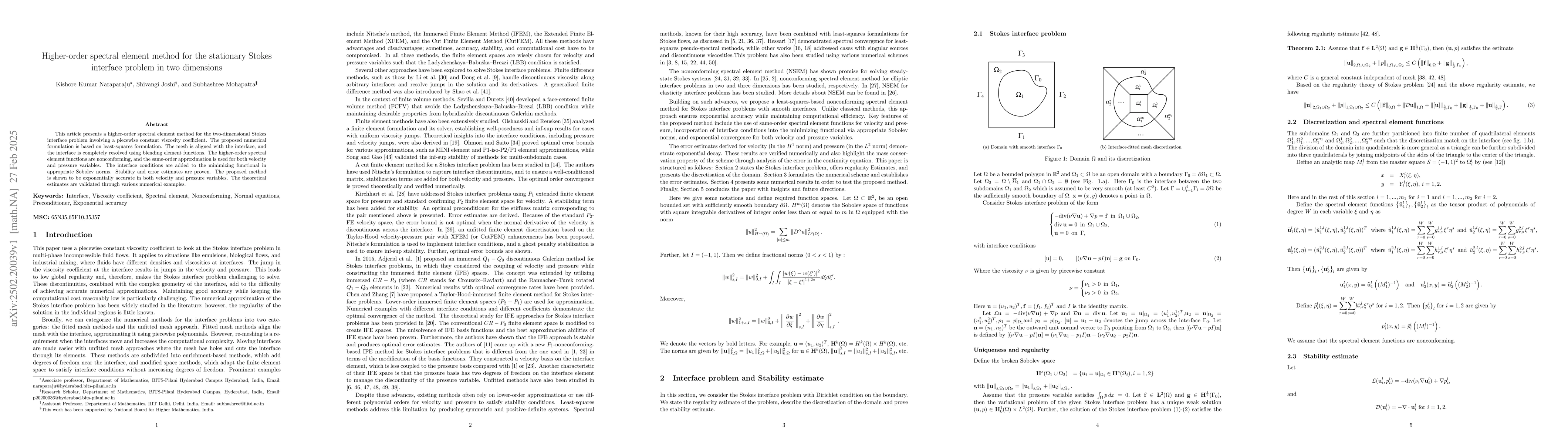 Thumbnail for Higher-order spectral element method for the stationary Stokes interface
  problem in two dimensions