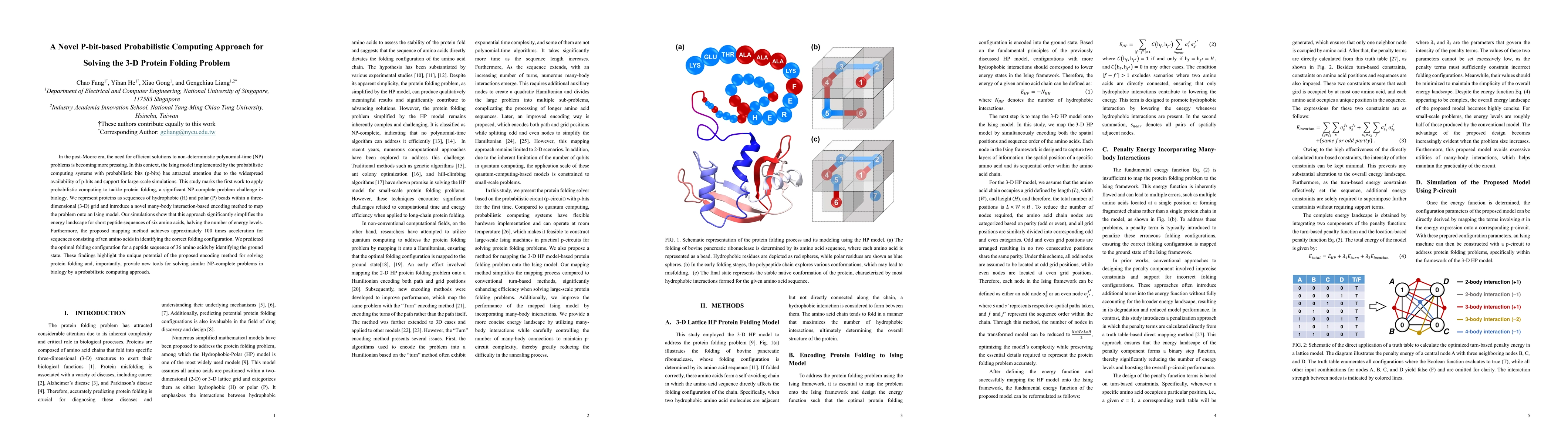 Thumbnail for A Novel P-bit-based Probabilistic Computing Approach for Solving the 3-D
  Protein Folding Problem