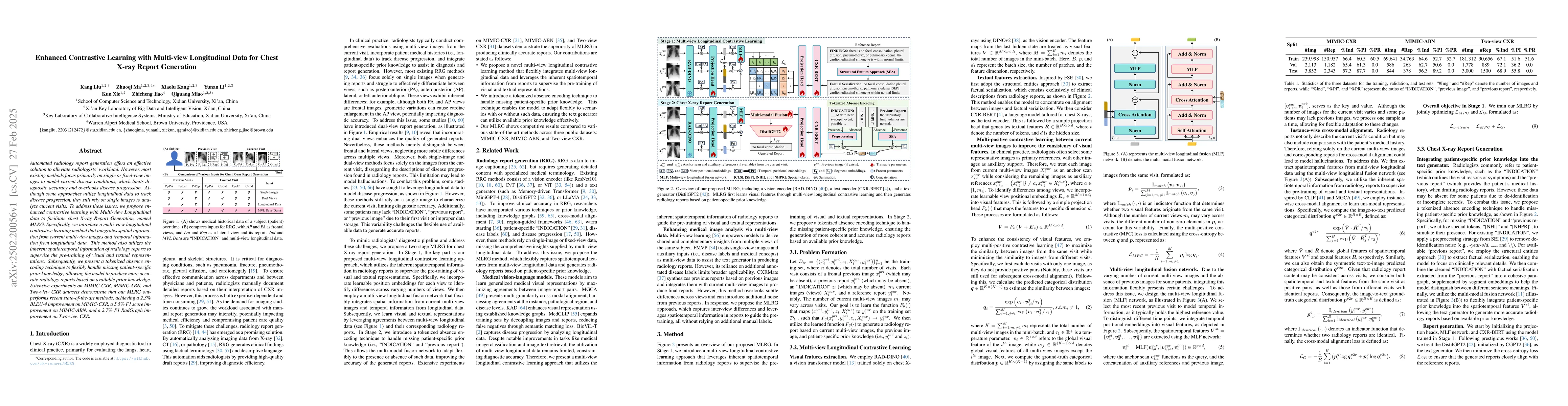Thumbnail for Enhanced Contrastive Learning with Multi-view Longitudinal Data for
  Chest X-ray Report Generation