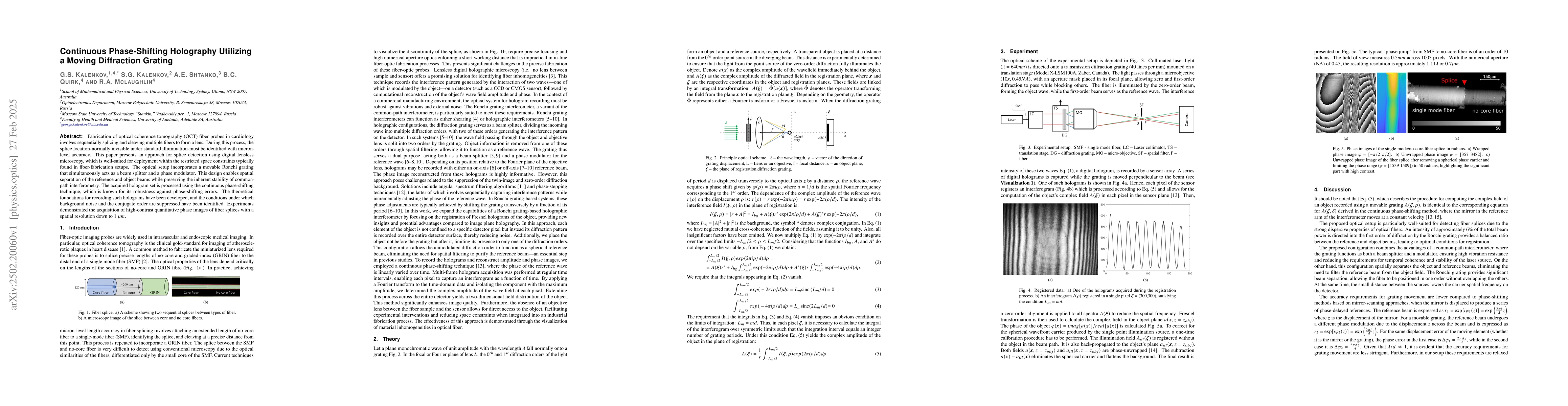 Thumbnail for Continuous Phase-Shifting Holography Utilizing a Moving Diffraction
  Grating