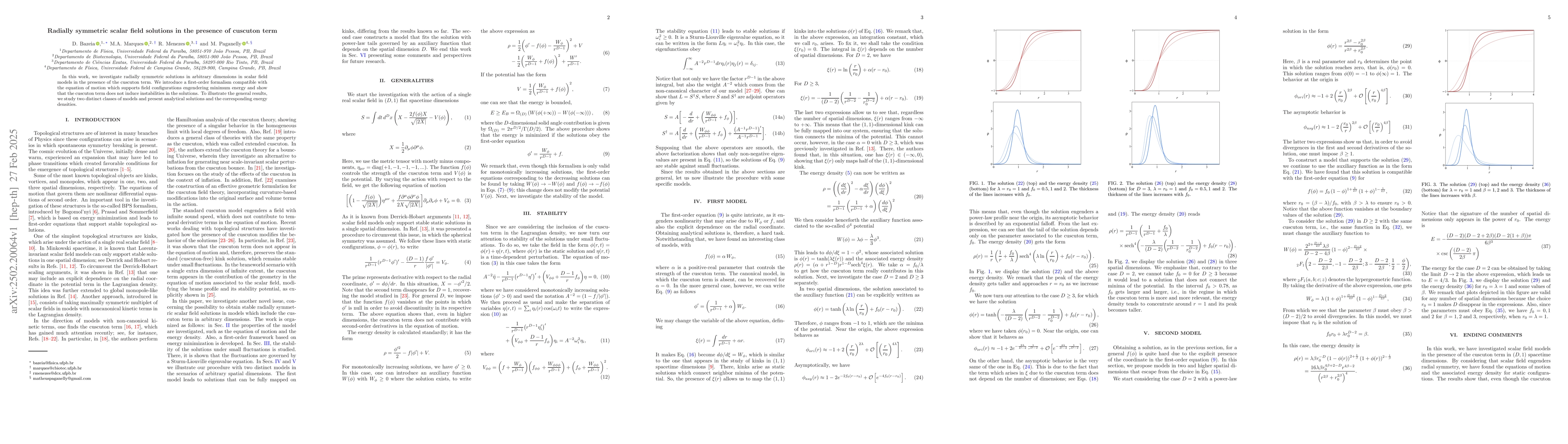 Thumbnail for Radially symmetric scalar field solutions in the presence of cuscuton
  term