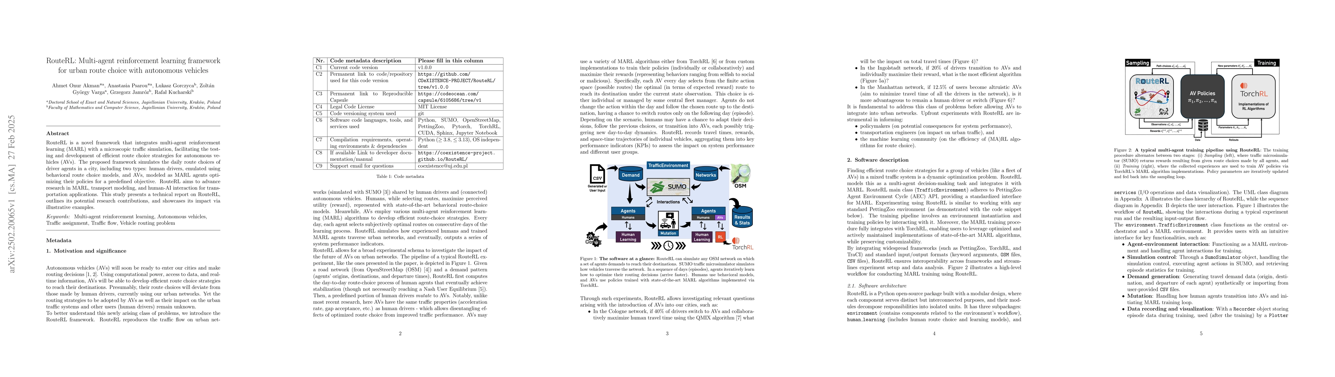 Thumbnail for RouteRL: Multi-agent reinforcement learning framework for urban route
  choice with autonomous vehicles