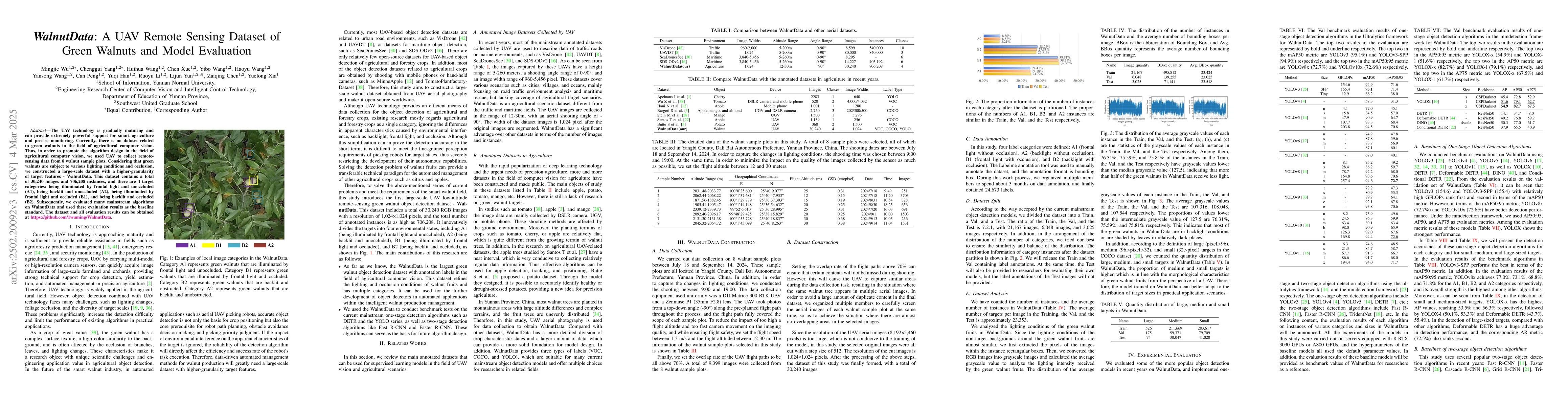 Thumbnail for WalnutData: A UAV Remote Sensing Dataset of Green Walnuts and Model
  Evaluation