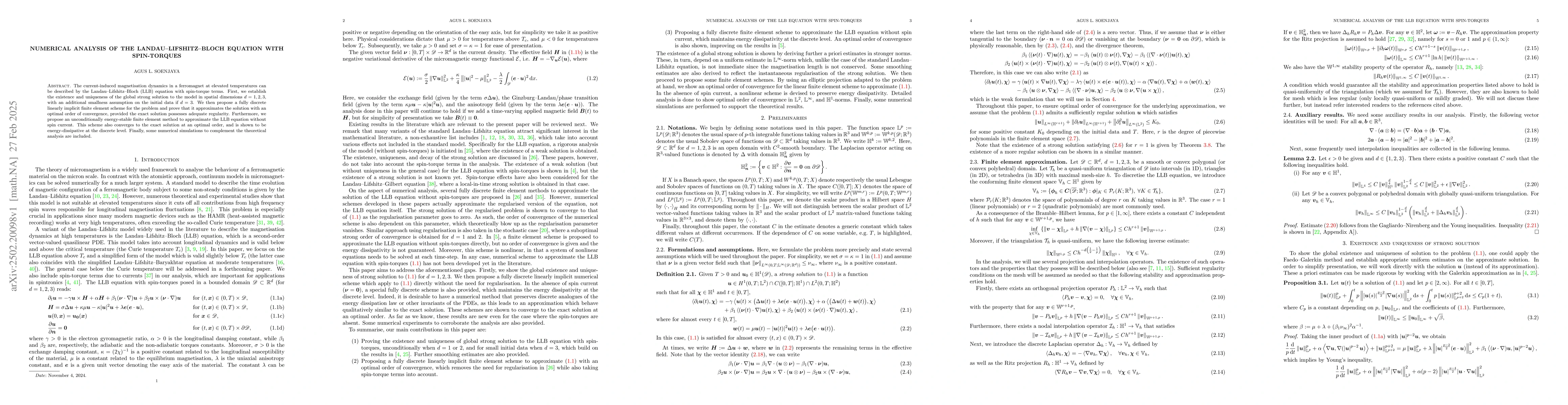 Thumbnail for Numerical analysis of the Landau--Lifshitz--Bloch equation with
  spin-torques