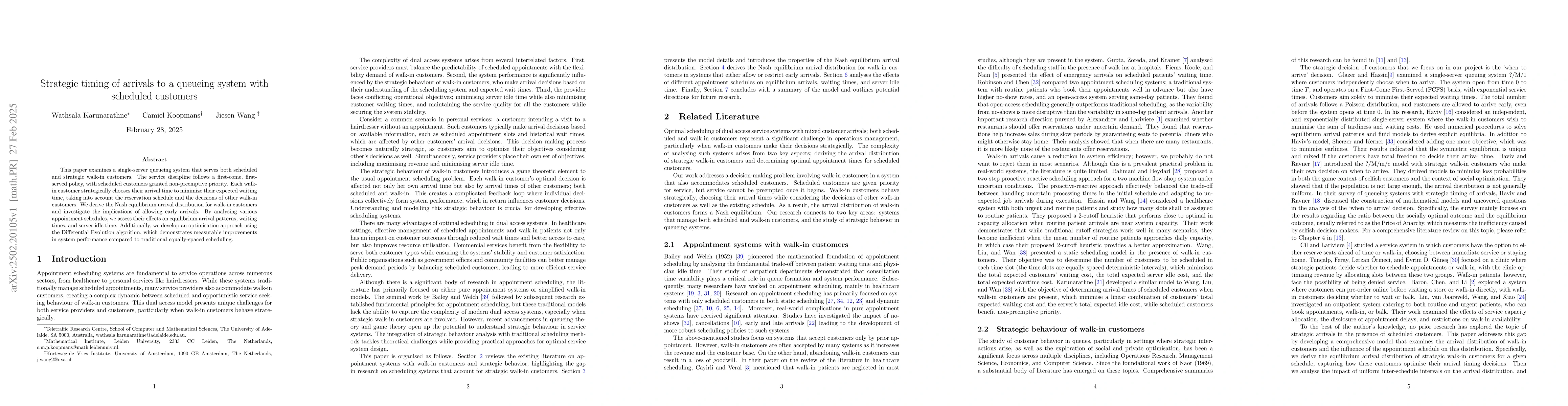 Thumbnail for Strategic timing of arrivals to a queueing system with scheduled
  customers