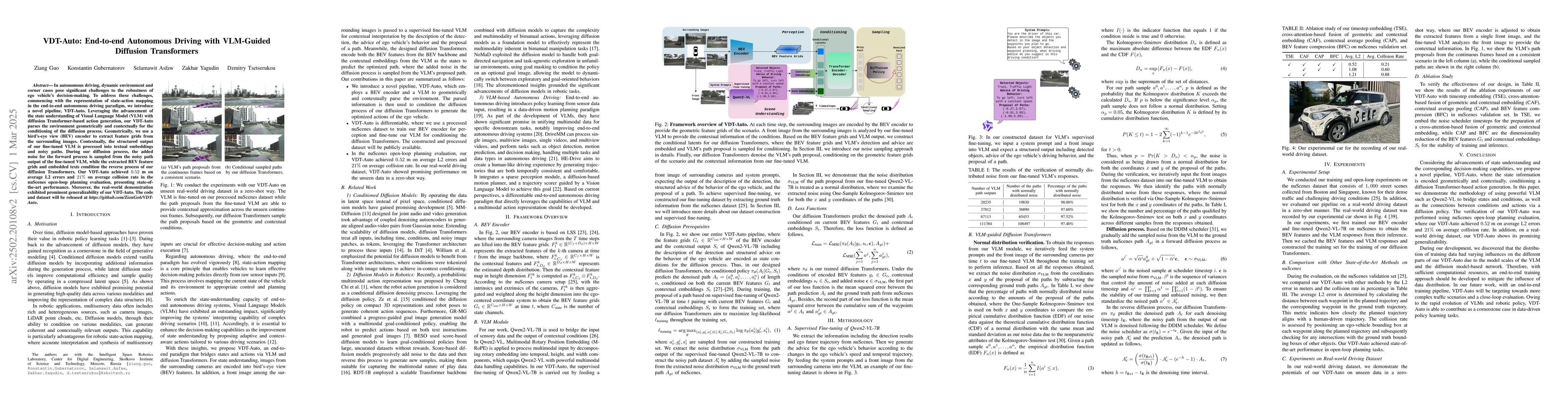 Thumbnail for VDT-Auto: End-to-end Autonomous Driving with VLM-Guided Diffusion
  Transformers