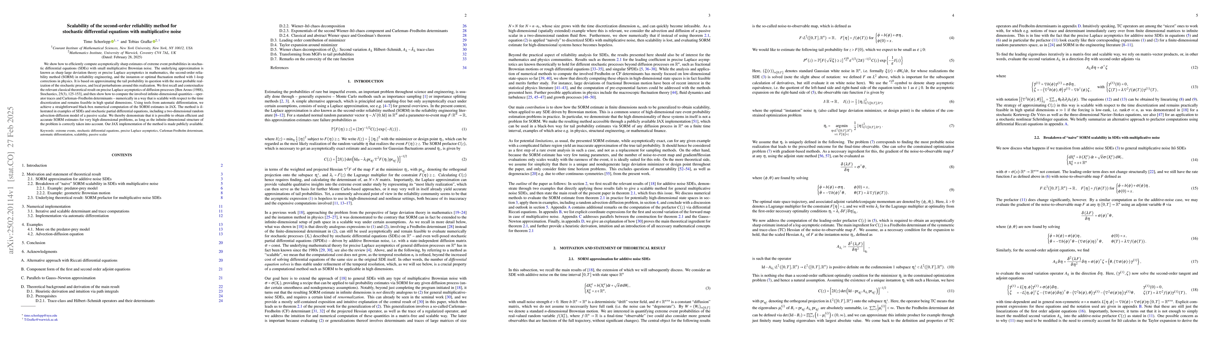 Thumbnail for Scalability of the second-order reliability method for stochastic
  differential equations with multiplicative noise