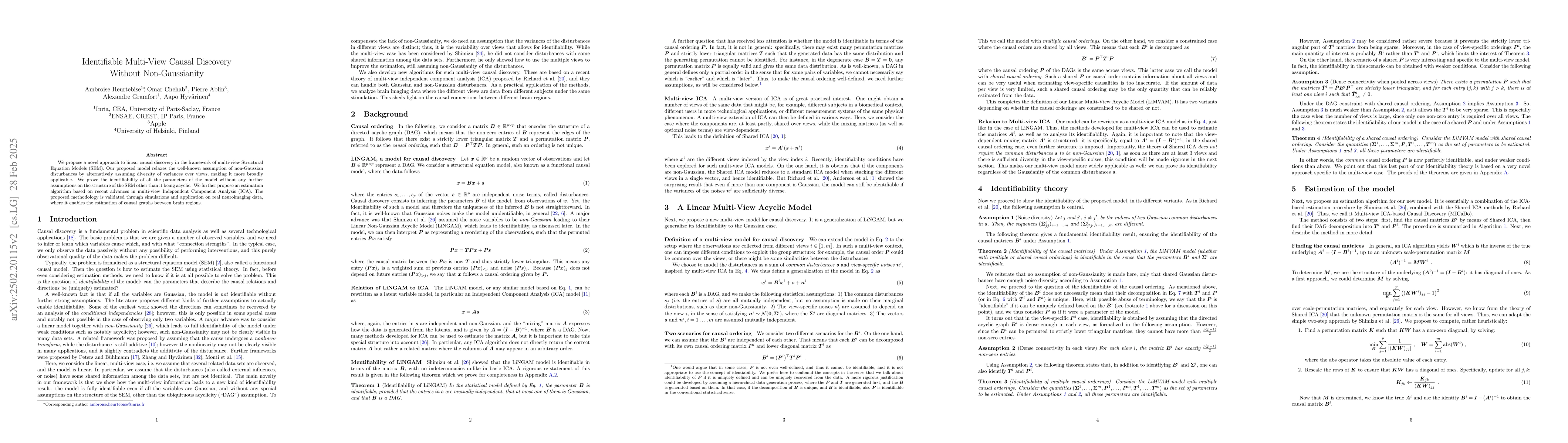 Thumbnail for Identifiable Multi-View Causal Discovery Without Non-Gaussianity