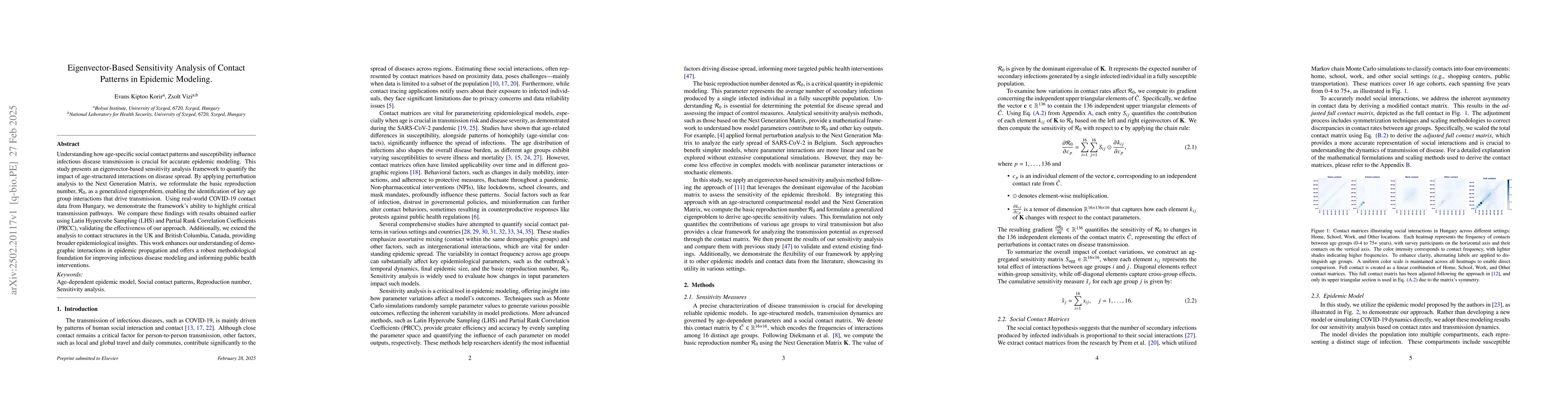 Thumbnail for Eigenvector-Based Sensitivity Analysis of Contact Patterns in Epidemic
  Modeling