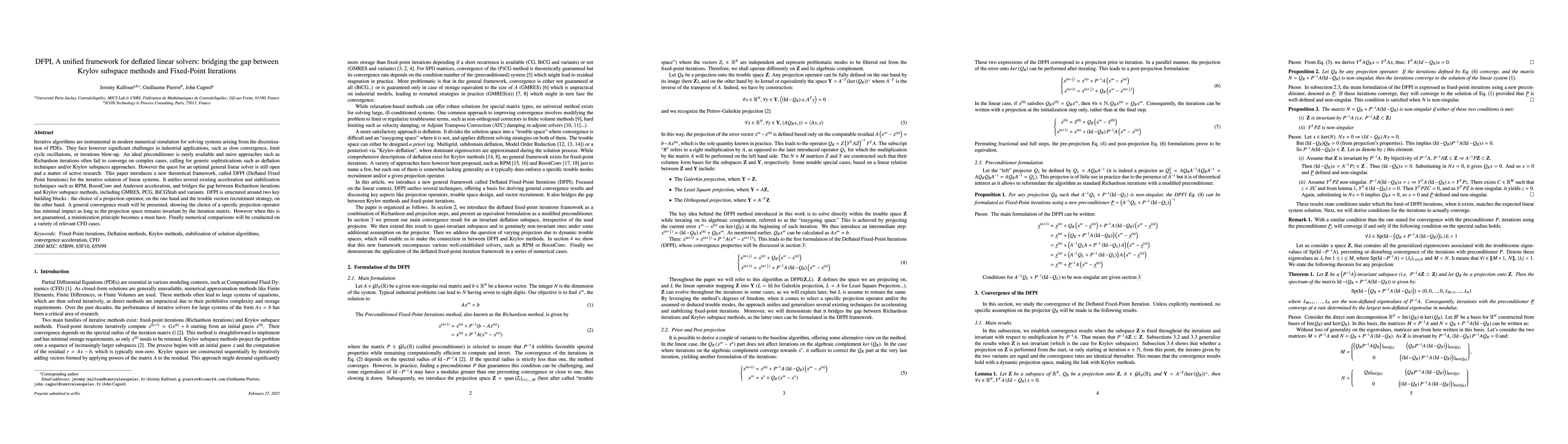 Thumbnail for DFPI, A unified framework for deflated linear solvers: bridging the gap
  between Krylov subspace methods and Fixed-Point Iterations