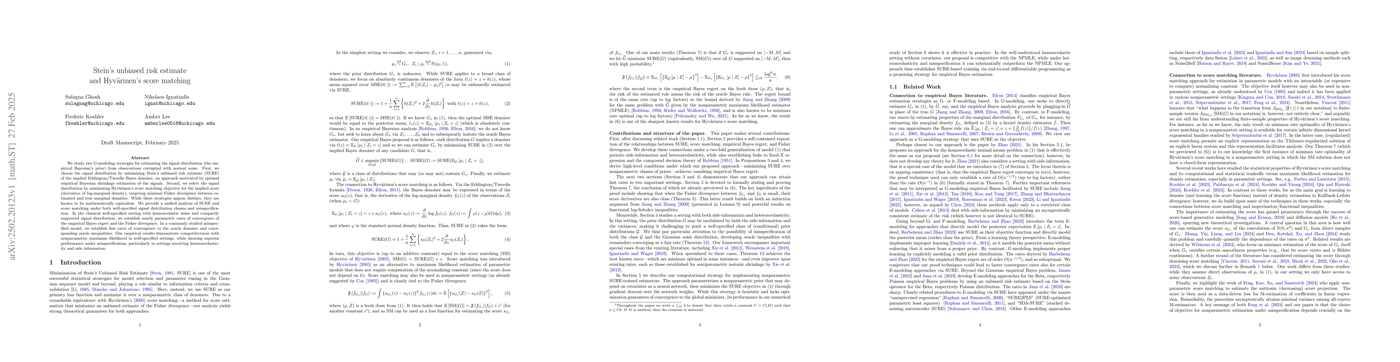 Thumbnail for Stein's unbiased risk estimate and Hyvärinen's score matching