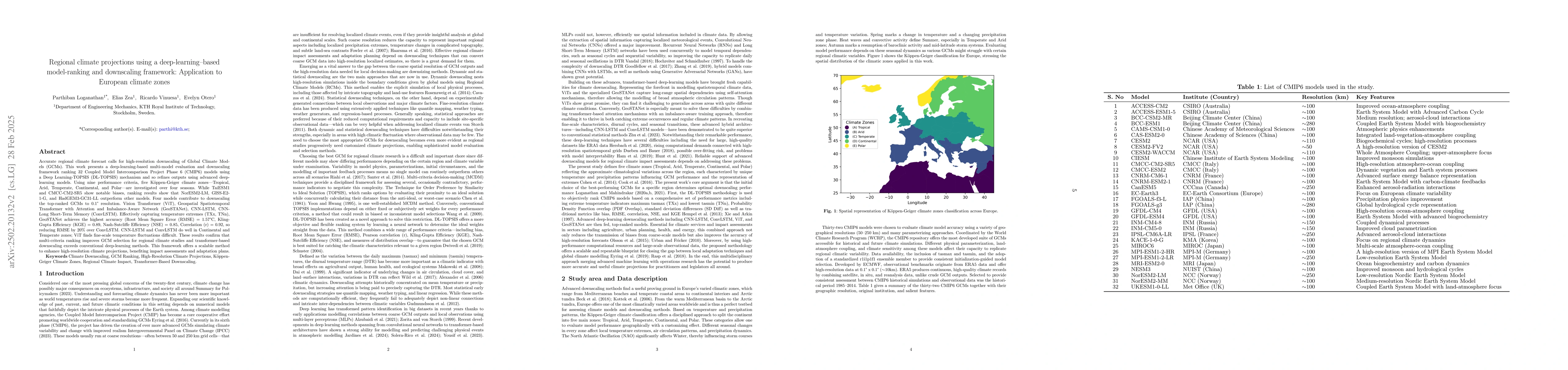 Thumbnail for Regional climate projections using a deep learning--based model-ranking
  and downscaling framework: Application to European climate zones