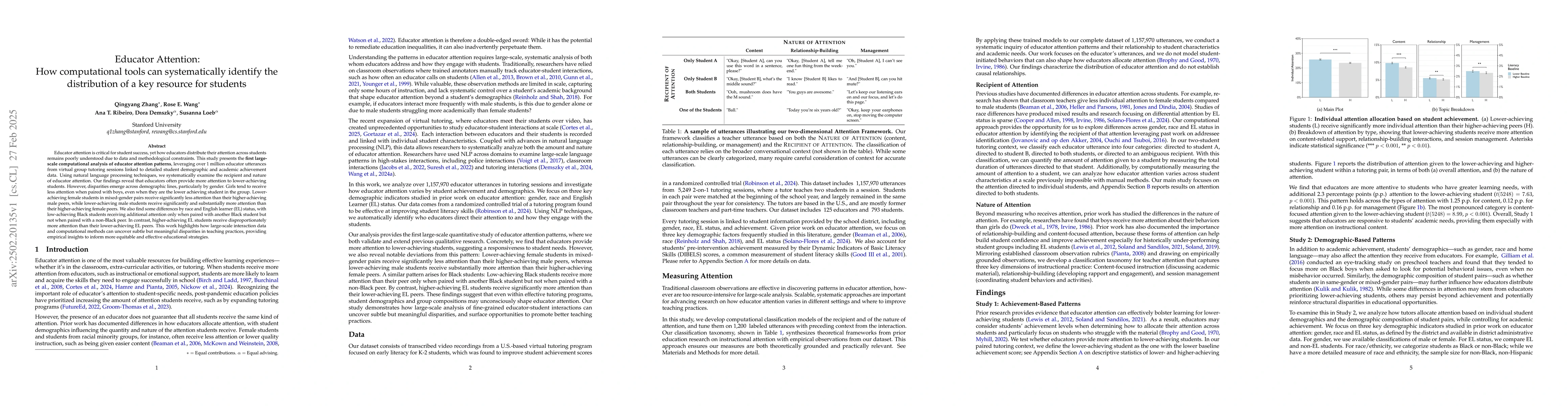 Thumbnail for Educator Attention: How computational tools can systematically identify
  the distribution of a key resource for students