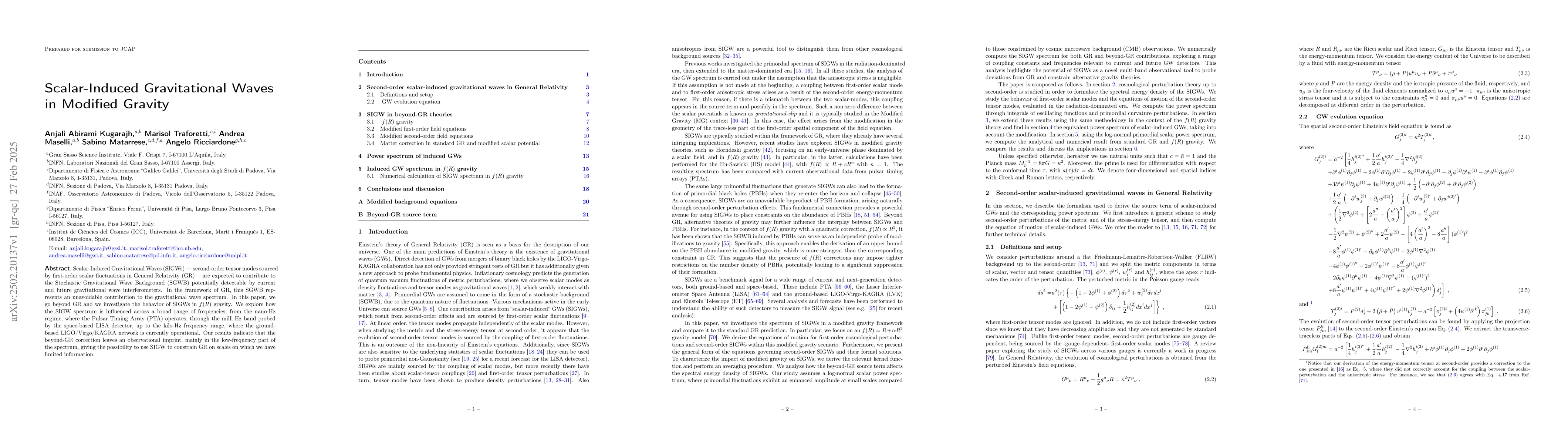 Thumbnail for Scalar-Induced Gravitational Waves in Modified Gravity