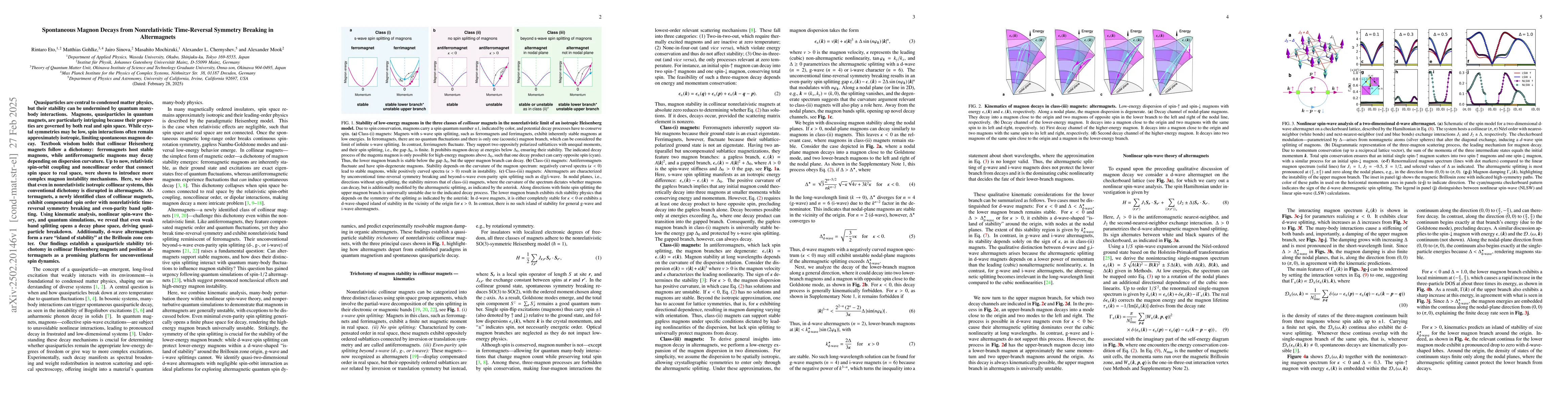 Thumbnail for Spontaneous Magnon Decays from Nonrelativistic Time-Reversal Symmetry
  Breaking in Altermagnets