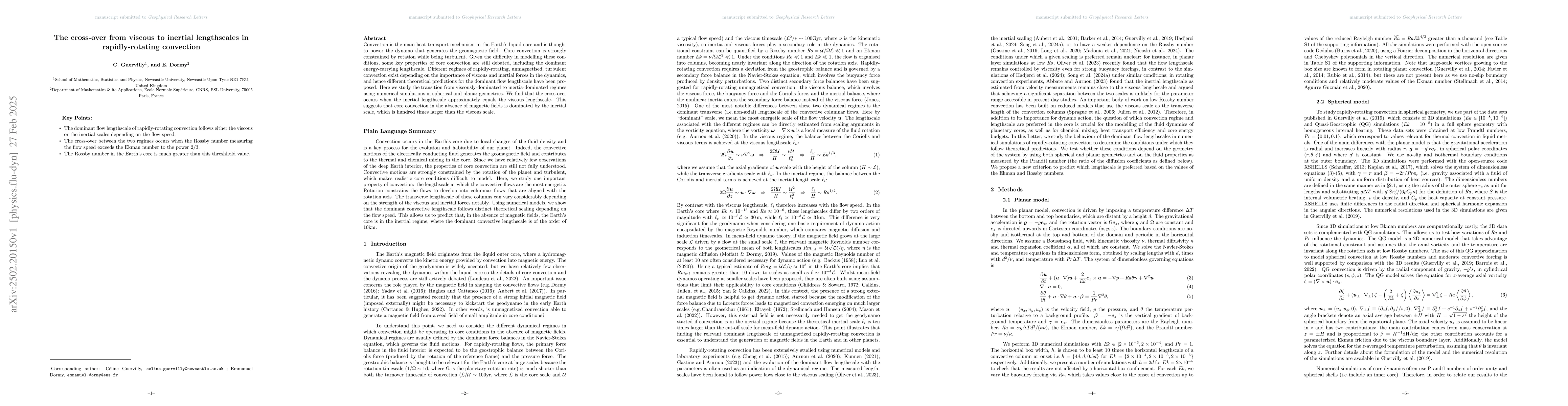 Thumbnail for The cross-over from viscous to inertial lengthscales in rapidly-rotating
  convection