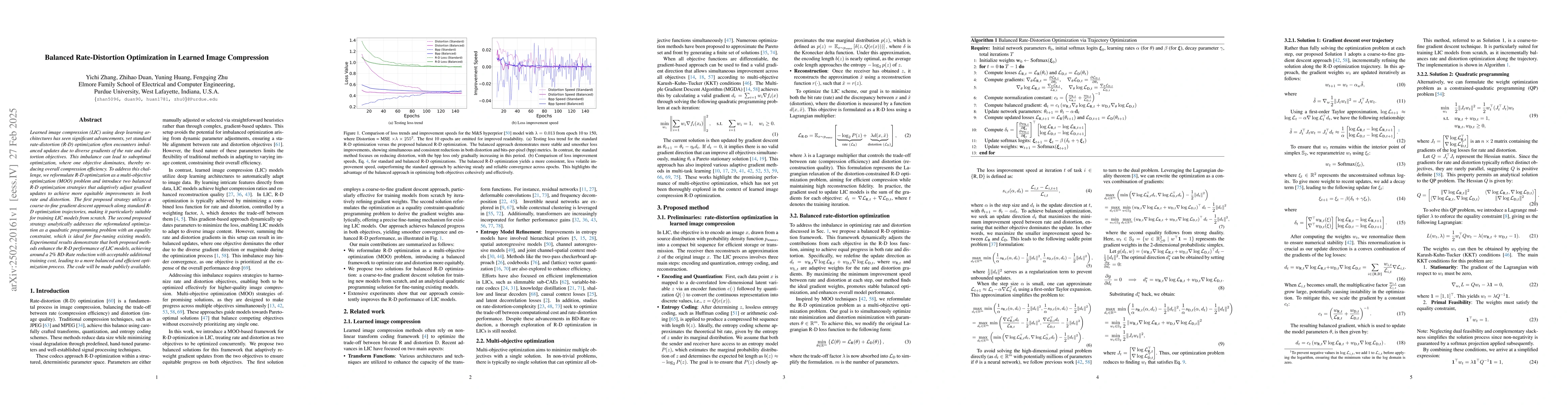 Thumbnail for Balanced Rate-Distortion Optimization in Learned Image Compression