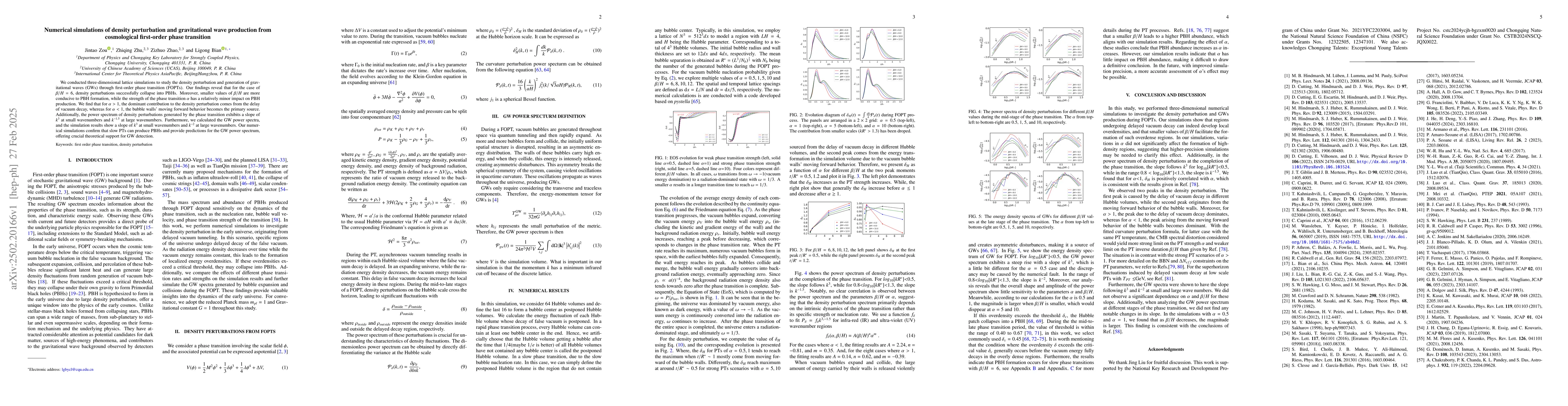 Thumbnail for Numerical simulations of density perturbation and gravitational wave
  production from cosmological first-order phase transition