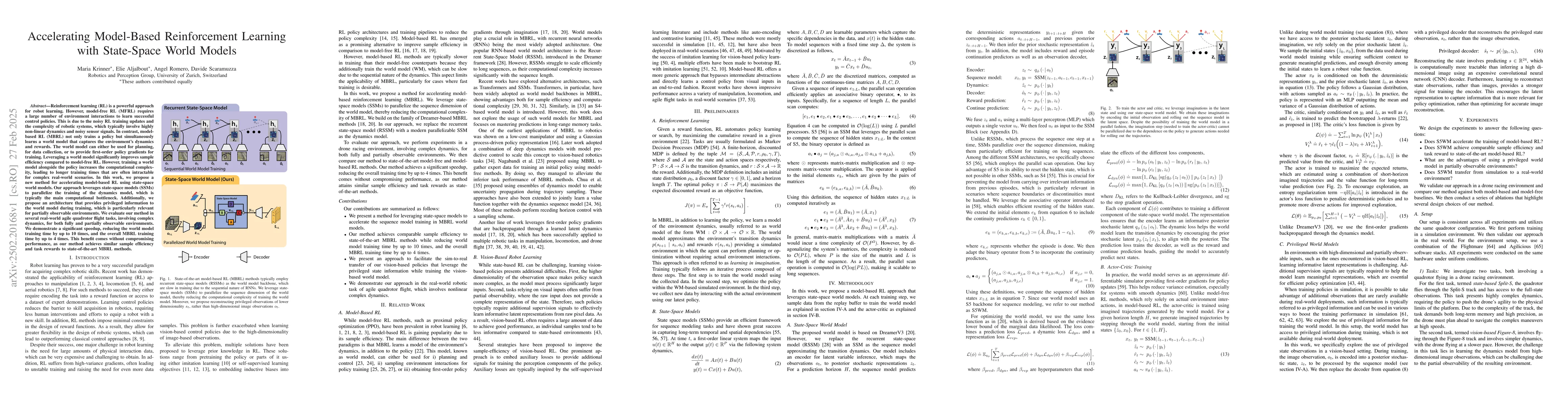 Thumbnail for Accelerating Model-Based Reinforcement Learning with State-Space World
  Models