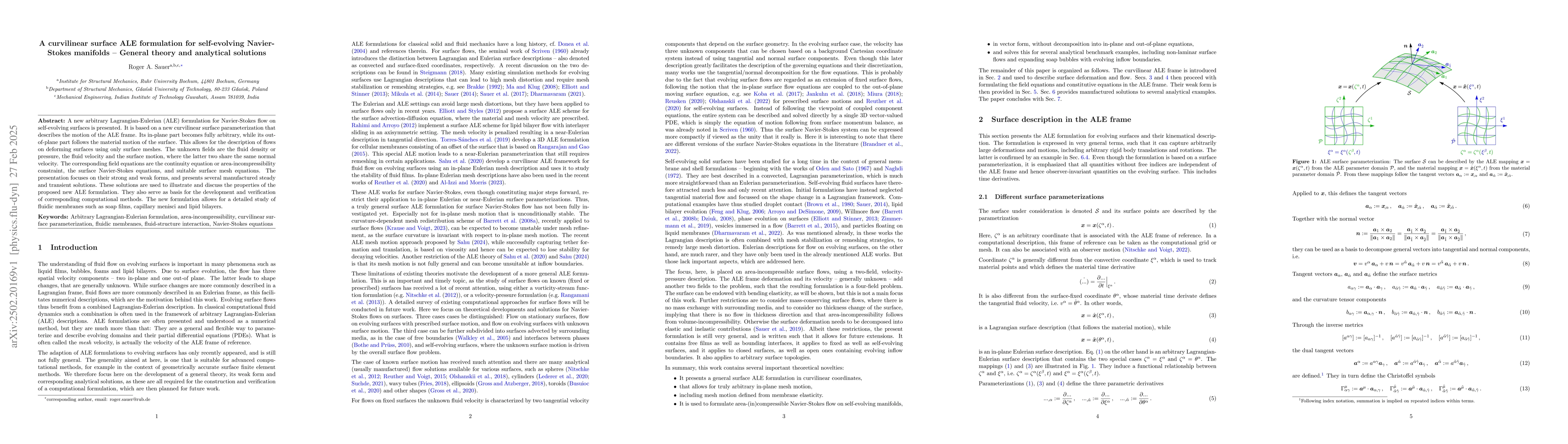 Thumbnail for A curvilinear surface ALE formulation for self-evolving Navier-Stokes
  manifolds -- General theory and analytical solutions