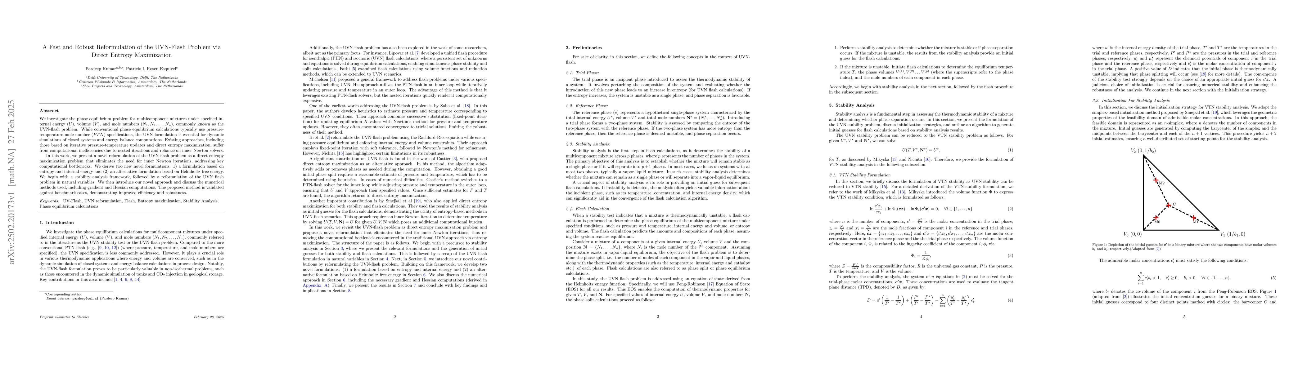 Thumbnail for A Fast and Robust Reformulation of the UVN-Flash Problem via Direct
  Entropy Maximization