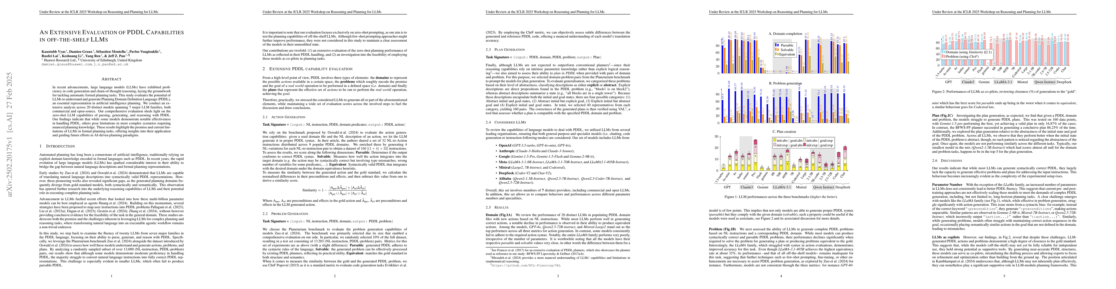 Thumbnail for An Extensive Evaluation of PDDL Capabilities in off-the-shelf LLMs
