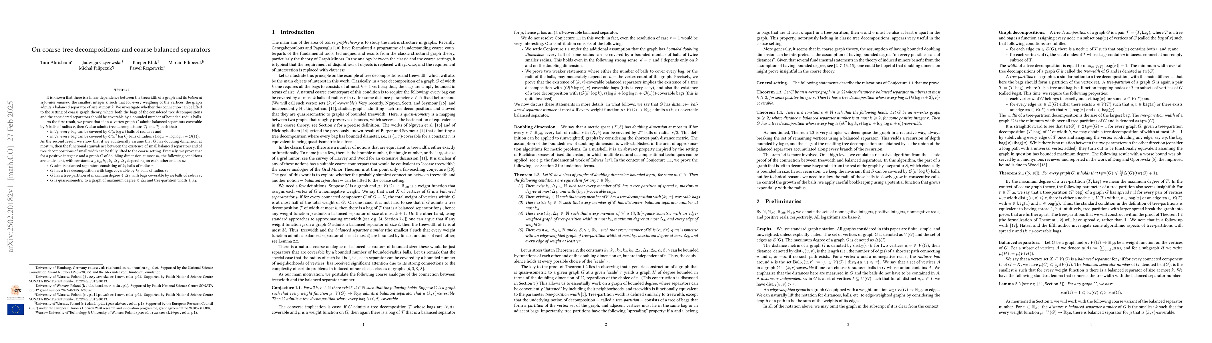 Thumbnail for On coarse tree decompositions and coarse balanced separators