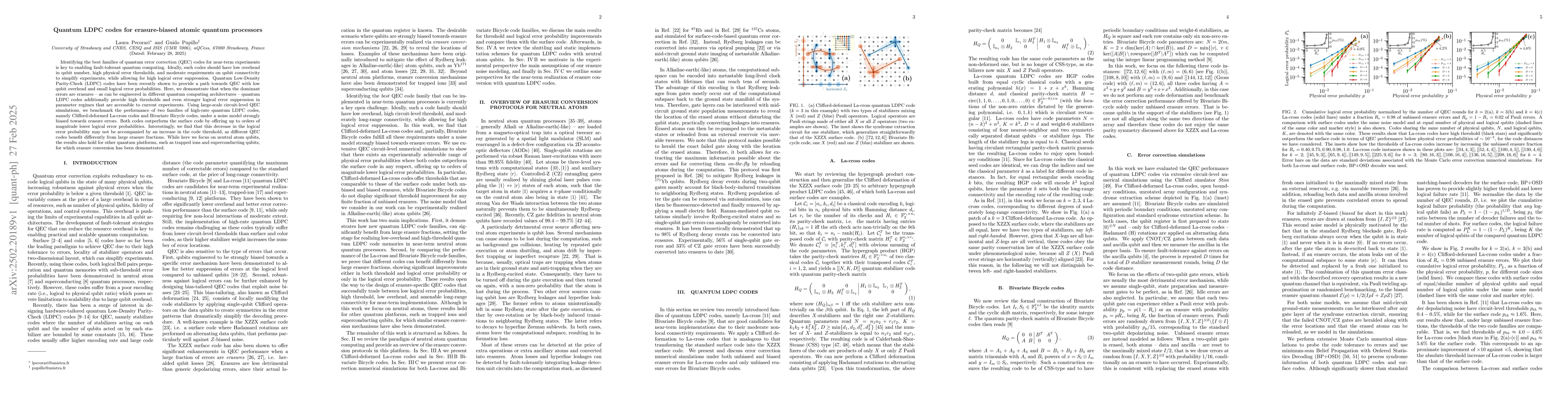 Thumbnail for Quantum LDPC codes for erasure-biased atomic quantum processors